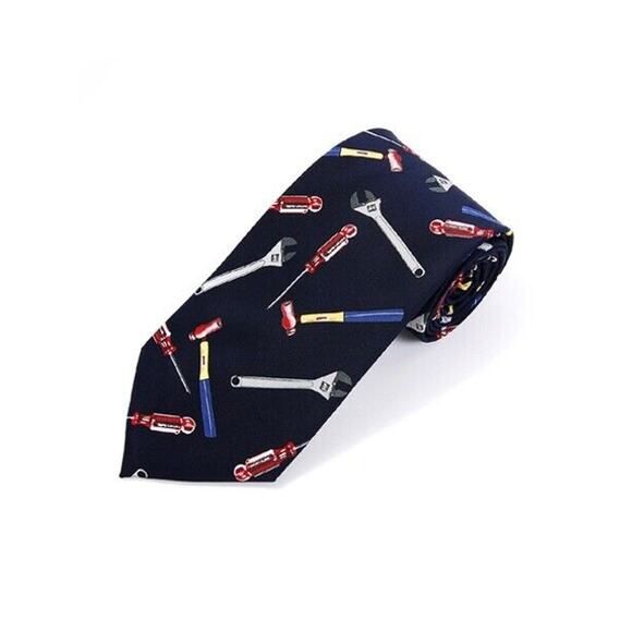 Mens Construction Handy Man Tool Tie Hammers Screwdrivers Wrench Business Casual - Picture 1 of 2